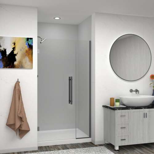 Samuel Müeller SMEHTB41297610C-BK-MB Ethan 41-in W x 76-in H Hinged Shower Door in Matte Black with Clear Glass