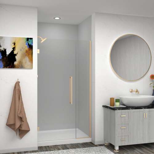 Samuel Müeller SMEHTB42307610C-T-CB Ethan 42-in W x 76-in H Hinged Shower Door in Champagne Bronze with Clear Glass