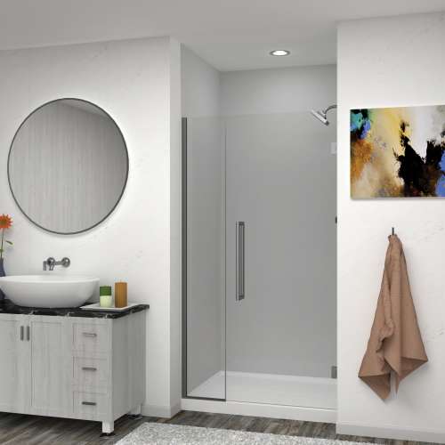 Samuel Müeller SMEHTB42307610C-T-MB Ethan 42-in W x 76-in H Hinged Shower Door in Matte Black with Clear Glass