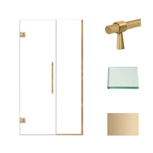 Samuel Müeller SMEHTB43257610C-BK-CB Ethan 43-in W x 76-in H Hinged Shower Door in Champagne Bronze with Clear Glass