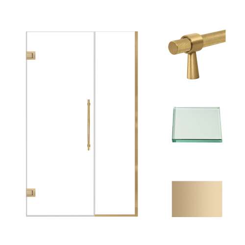 Samuel Müeller SMEHTB46287610C-BK-CB Ethan 46-in W x 76-in H Hinged Shower Door in Champagne Bronze with Clear Glass