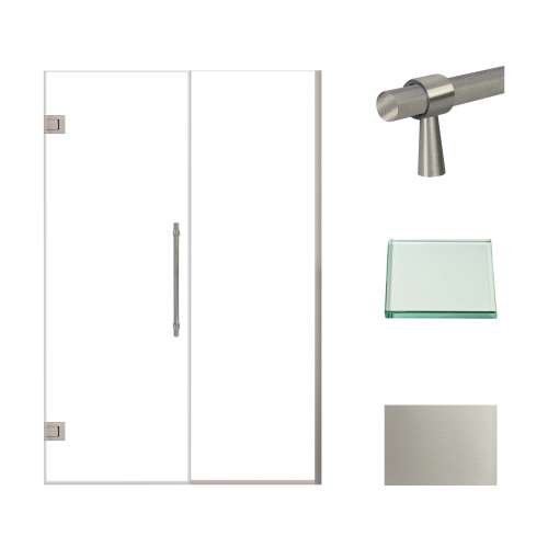 Samuel Müeller SMEHTB48247610C-BK-BS Ethan 48-in W x 76-in H Hinged Shower Door in Brushed Stainless with Clear Glass