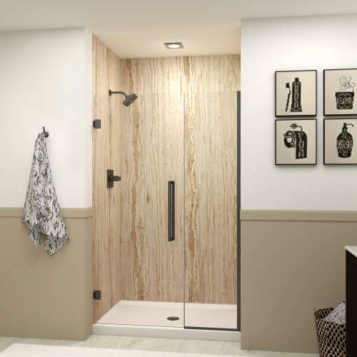 Samuel Müeller SMEHTB485307610C-T-MB Ethan 48.5-in W x 76-in H Hinged Shower Door in Matte Black with Clear Glass