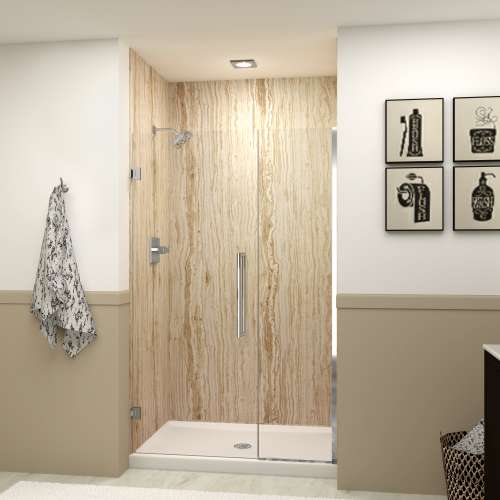 Samuel Müeller SMEHTB48307610C-T-PC Ethan 48-in W x 76-in H Hinged Shower Door in Polished Chrome with Clear Glass