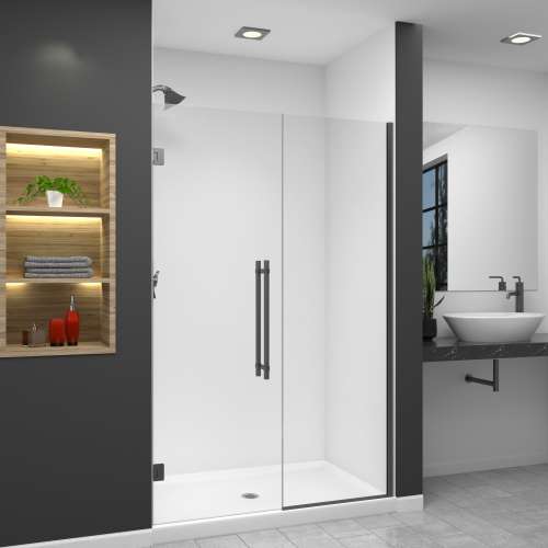 Samuel Müeller SMEHTB50267610C-BK-MB Ethan 50-in W x 76-in H Hinged Shower Door in Matte Black with Clear Glass