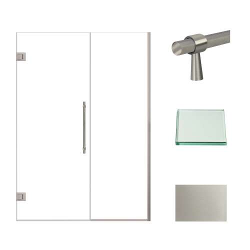 Samuel Müeller SMEHTB52287610C-BK-BS Ethan 52-in W x 76-in H Hinged Shower Door in Brushed Stainless with Clear Glass