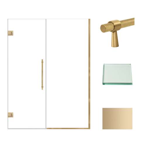 Samuel Müeller SMEHTB54247610C-BK-CB Ethan 54-in W x 76-in H Hinged Shower Door in Champagne Bronze with Clear Glass