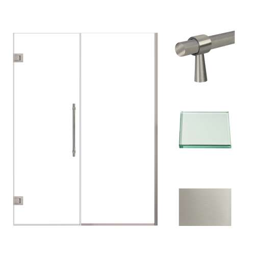 Samuel Müeller SMEHTB56267610C-BK-BS Ethan 56-in W x 76-in H Hinged Shower Door in Brushed Stainless with Clear Glass