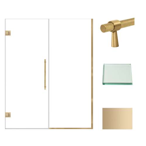 Samuel Müeller SMEHTB58287610C-BK-CB Ethan 58-in W x 76-in H Hinged Shower Door in Champagne Bronze with Clear Glass