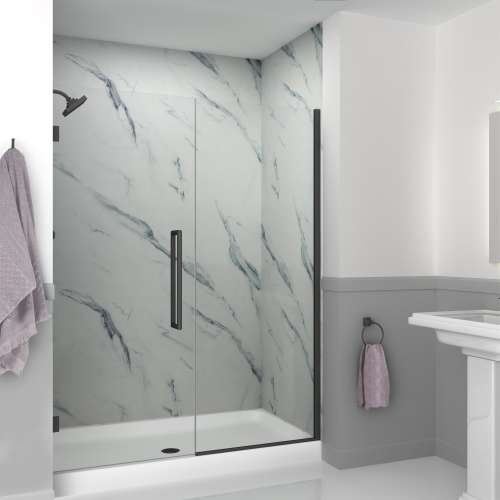 Samuel Müeller SMEHTB595297610C-T-MB Ethan 59.5-in W x 76-in H Hinged Shower Door in Matte Black with Clear Glass