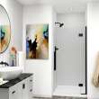 Ethan 36-in W x 76-in H Hinged Shower Door in Matte Black with Clear Glass, SMEHTC-36307610C-MB