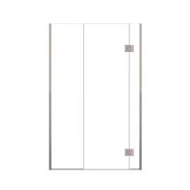 Ethan 47-in W x 76-in H Hinged Shower Door in Brushed Stainless with Clear Glass, SMEHTD-47297610C-BS