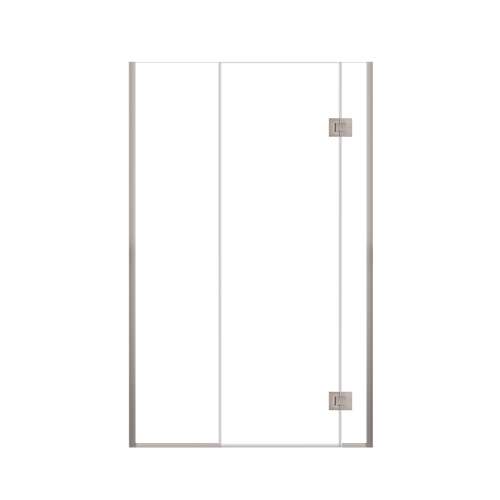 Ethan 47-in W x 76-in H Hinged Shower Door in Brushed Stainless with Clear Glass, SMEHTD-47297610C-BS