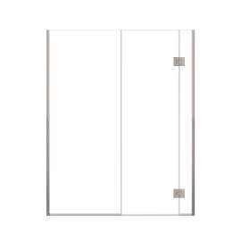 Ethan 54-in W x 76-in H Hinged Shower Door in Brushed Stainless with Clear Glass, SMEHTD-54247610C-BS