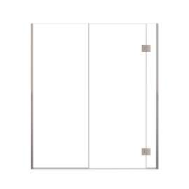 Ethan 64.5-in W x 76-in H Hinged Shower Door in Brushed Stainless with Clear Glass, SMEHTD-645287610C-BS