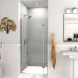 Ethan 36.5-in W x 76-in H Hinged Shower Door in Brushed Stainless with Clear Glass, SMEHTD-365247610C-BS