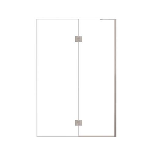 Ethan 50-in W x 76-in H Hinged Shower Door in Brushed Stainless with Clear Glass, SMEHTE-50267610C-BS