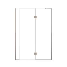 Ethan 55-in W x 76-in H Hinged Shower Door in Brushed Stainless with Clear Glass, SMEHTF-55247610C-BS