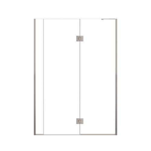 Ethan 55-in W x 76-in H Hinged Shower Door in Brushed Stainless with Clear Glass, SMEHTF-55247610C-BS