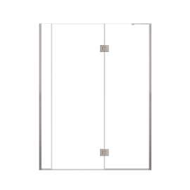 Ethan 56.5-in W x 76-in H Hinged Shower Door in Brushed Stainless with Clear Glass, SMEHTF-565247610C-BS