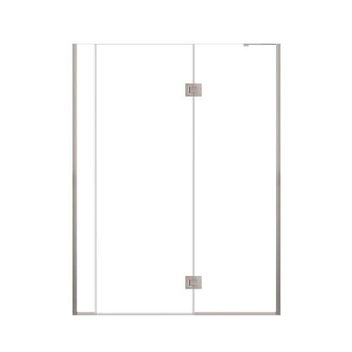Ethan 56.5-in W x 76-in H Hinged Shower Door in Brushed Stainless with Clear Glass, SMEHTF-565247610C-BS