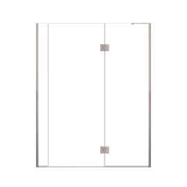 Ethan 58.5-in W x 76-in H Hinged Shower Door in Brushed Stainless with Clear Glass, SMEHTF-585247610C-BS