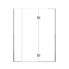 Ethan 62-in W x 76-in H Hinged Shower Door in Brushed Stainless with Clear Glass, SMEHTF-62267610C-BS