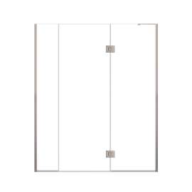 Ethan 63-in W x 76-in H Hinged Shower Door in Brushed Stainless with Clear Glass, SMEHTF-63277610C-BS