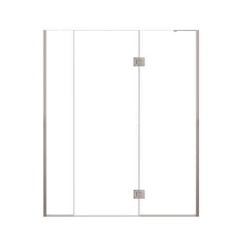 Ethan 63-in W x 76-in H Hinged Shower Door in Brushed Stainless with Clear Glass, SMEHTF-63277610C-BS