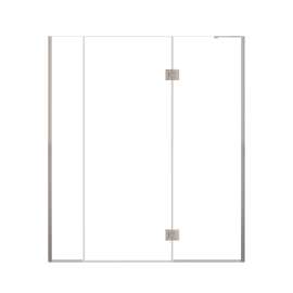 Ethan 66.5-in W x 76-in H Hinged Shower Door in Brushed Stainless with Clear Glass, SMEHTF-665307610C-BS