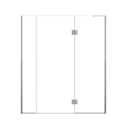 Ethan 66.5-in W x 76-in H Hinged Shower Door in Brushed Stainless with Clear Glass, SMEHTF-665307610C-BS