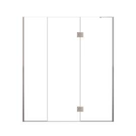 Ethan 68-in W x 76-in H Hinged Shower Door in Brushed Stainless with Clear Glass, SMEHTF-68267610C-BS