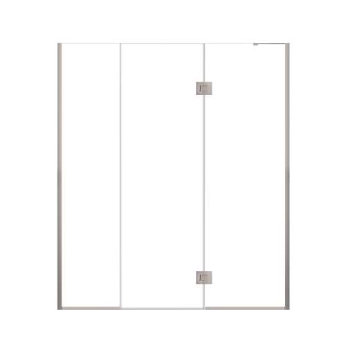 Ethan 68-in W x 76-in H Hinged Shower Door in Brushed Stainless with Clear Glass, SMEHTF-68267610C-BS