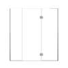 Ethan 69-in W x 76-in H Hinged Shower Door in Brushed Stainless with Clear Glass, SMEHTF-69277610C-BS