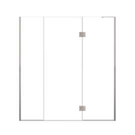 Ethan 69-in W x 76-in H Hinged Shower Door in Brushed Stainless with Clear Glass, SMEHTF-69277610C-BS