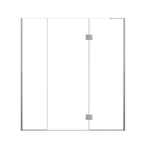 Ethan 69-in W x 76-in H Hinged Shower Door in Brushed Stainless with Clear Glass, SMEHTF-69277610C-BS