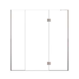 Ethan 72.5-in W x 76-in H Hinged Shower Door in Brushed Stainless with Clear Glass, SMEHTF-725307610C-BS