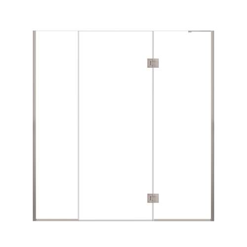 Ethan 72.5-in W x 76-in H Hinged Shower Door in Brushed Stainless with Clear Glass, SMEHTF-725307610C-BS