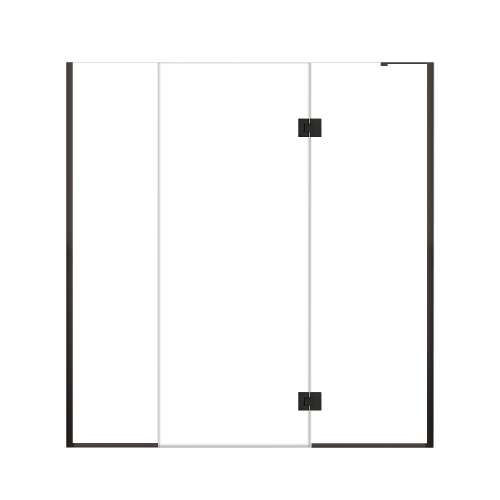 Ethan 72.5-in W x 76-in H Hinged Shower Door in Matte Black with Clear Glass, SMEHTF-725307610C-MB