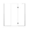 Ethan 74-in W x 76-in H Hinged Shower Door in Brushed Stainless with Clear Glass, SMEHTF-74267610C-BS