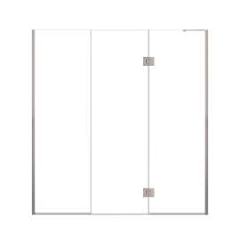 Ethan 74-in W x 76-in H Hinged Shower Door in Brushed Stainless with Clear Glass, SMEHTF-74267610C-BS
