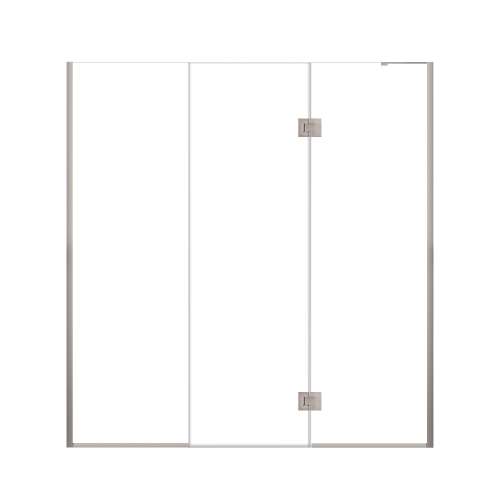 Ethan 74-in W x 76-in H Hinged Shower Door in Brushed Stainless with Clear Glass, SMEHTF-74267610C-BS