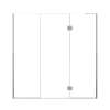 Ethan 76-in W x 76-in H Hinged Shower Door in Brushed Stainless with Clear Glass, SMEHTF-76287610C-BS