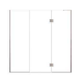 Ethan 76-in W x 76-in H Hinged Shower Door in Brushed Stainless with Clear Glass, SMEHTF-76287610C-BS