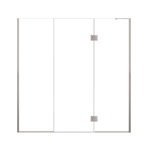 Ethan 76-in W x 76-in H Hinged Shower Door in Brushed Stainless with Clear Glass, SMEHTF-76287610C-BS