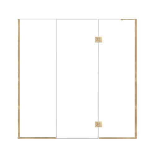 Ethan 76-in W x 76-in H Hinged Shower Door in Champagne Bronze with Clear Glass, SMEHTF-76287610C-CB