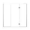 Ethan 77-in W x 76-in H Hinged Shower Door in Brushed Stainless with Clear Glass, SMEHTF-77297610C-BS
