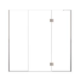 Ethan 77-in W x 76-in H Hinged Shower Door in Brushed Stainless with Clear Glass, SMEHTF-77297610C-BS
