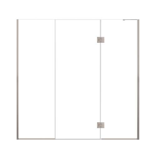 Ethan 77-in W x 76-in H Hinged Shower Door in Brushed Stainless with Clear Glass, SMEHTF-77297610C-BS