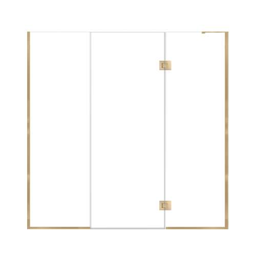 Ethan 77-in W x 76-in H Hinged Shower Door in Champagne Bronze with Clear Glass, SMEHTF-77297610C-CB